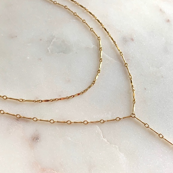 Double Layer Choker Lariat Necklace - Picture 3 of 7